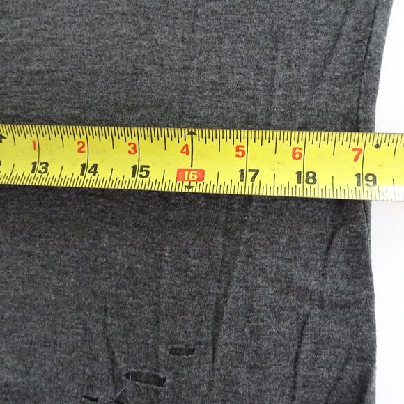 Hippie Chic Gray V-Neck Distressed Ribbed T-Shirt Top Women Size L Short Sleeve - Picture 8 of 9